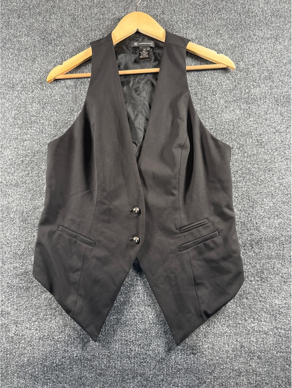 INC International Concepts Women’s Size 10 Black Tuxedo Vest Waistcoat Tailored